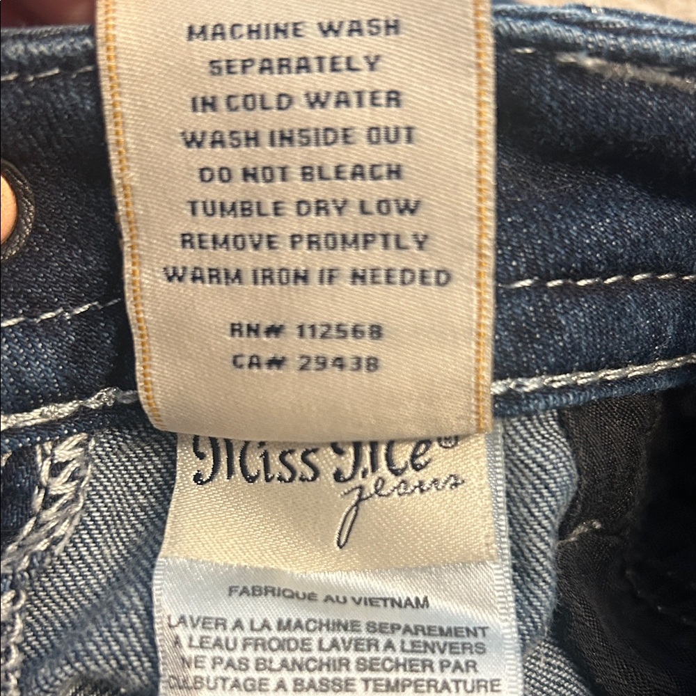 MISS ME⚜️Skinny JEANS Dark Blue Fleur-de-Lis & Crosses Size 30 JP5579S2 - Picture 11 of 14